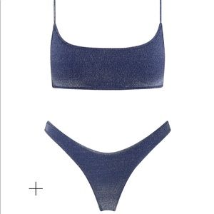 Light Blue Sparkle Triangl Bikini